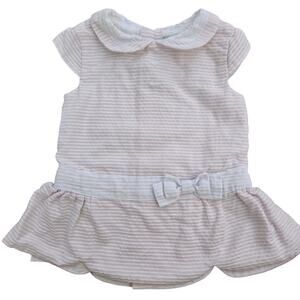 Tutto Piccolo Baby Girls pink White Striped Peterpan Dress 66cm/6 months‎